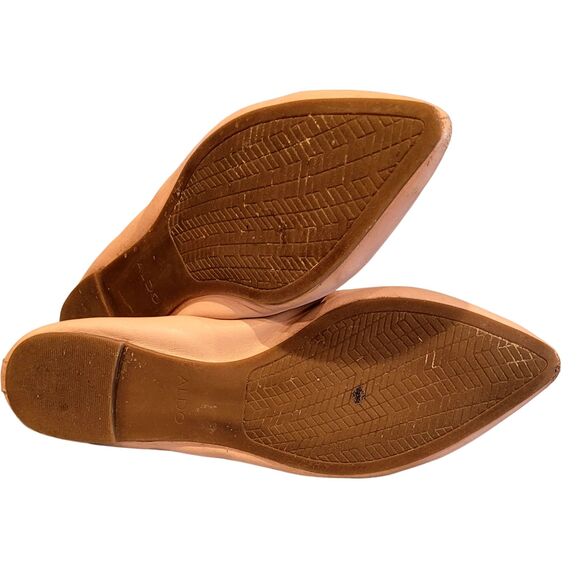 Aldo Genuine Pink Leather Pointy Toe Flat Rubber Sole Women's Shoes Size 8 - Picture 7 of 7